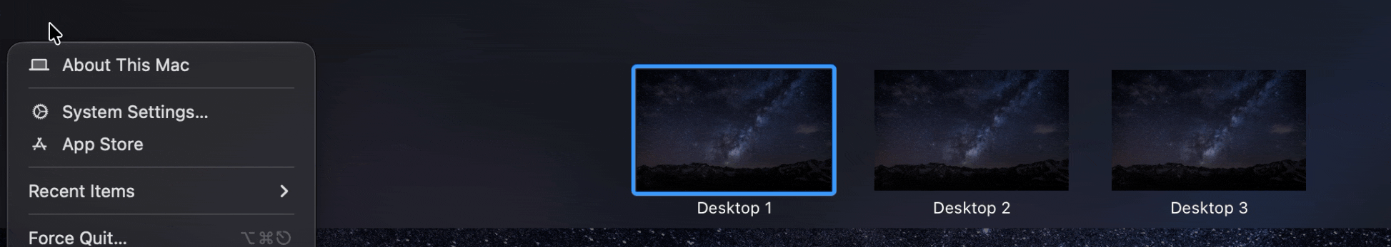 Running the cursor along the top of the screen in Mission Control causing a strange visual glitch with the menu bar.