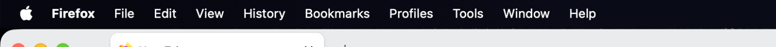 Profiles menu appearing after a momentary delay.