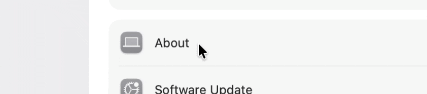 Clicking on a menu item in System Settings with no visual feedback.
